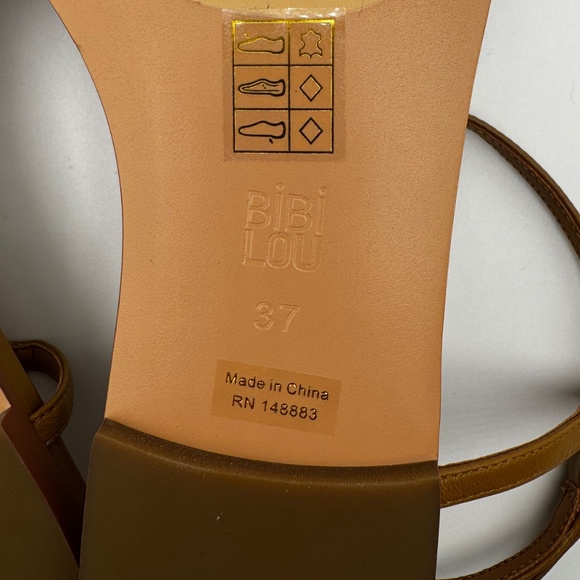 NIB BIBI LOU Anthropologie Flat Leather Toe Loop Sandals in Cedar/Tan Size 37 - Picture 8 of 12